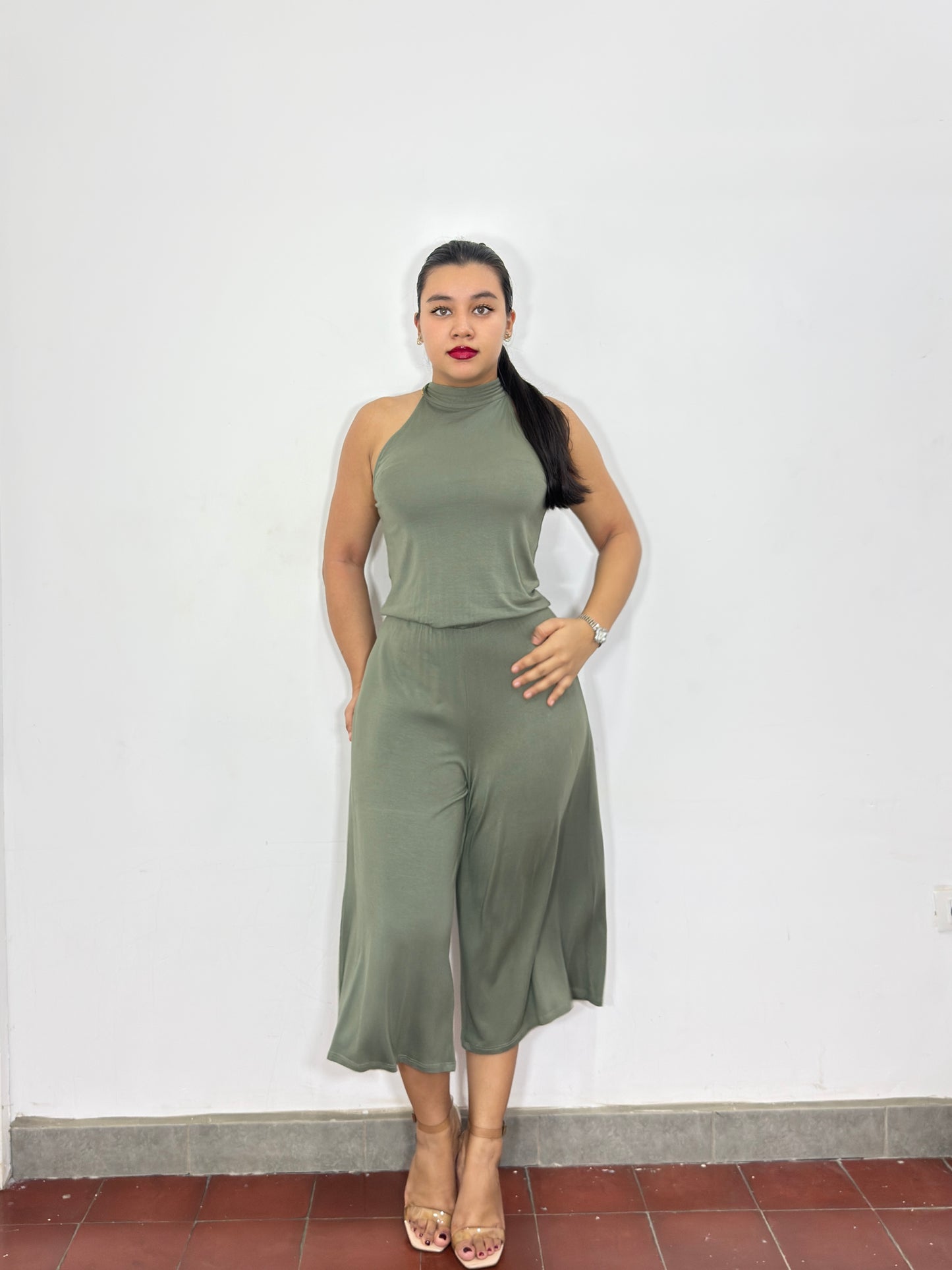 Enterizo Yahaira verde olivo