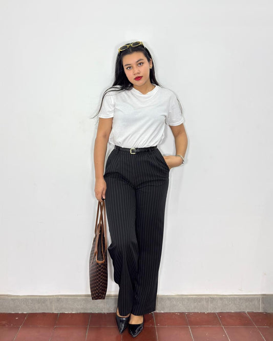Pantalón Tania negro con rayas