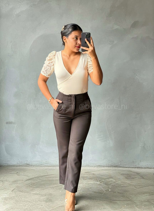 BodySuit marfil mangas abullonadas