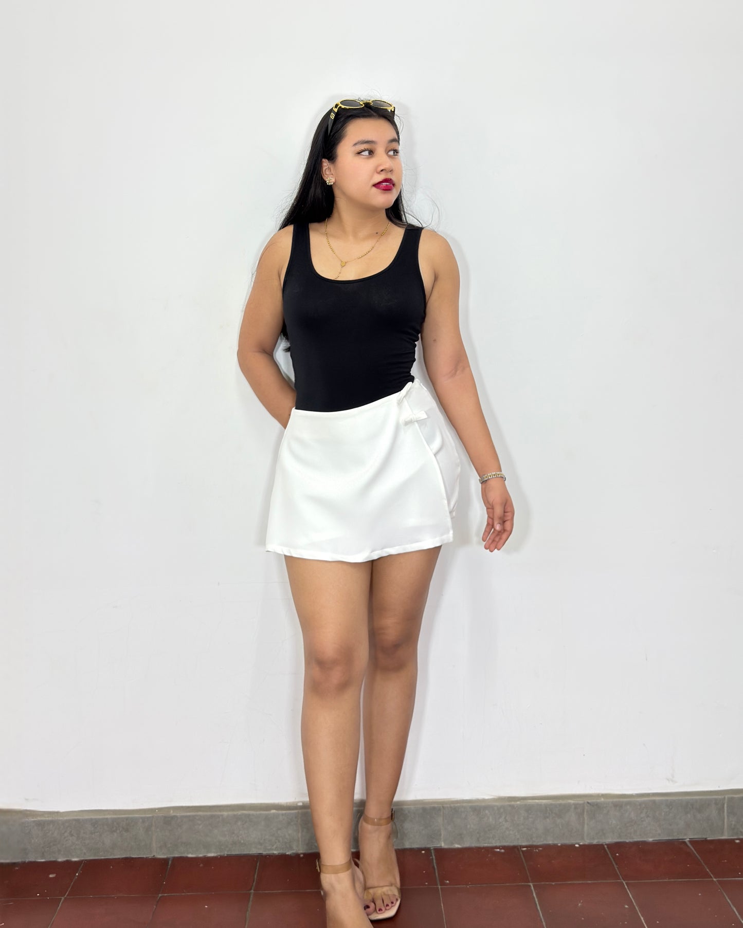 Falda short blanca