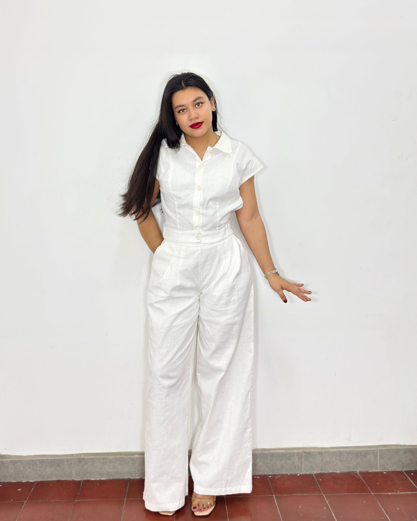 Conjunto Amanda blanco de lino