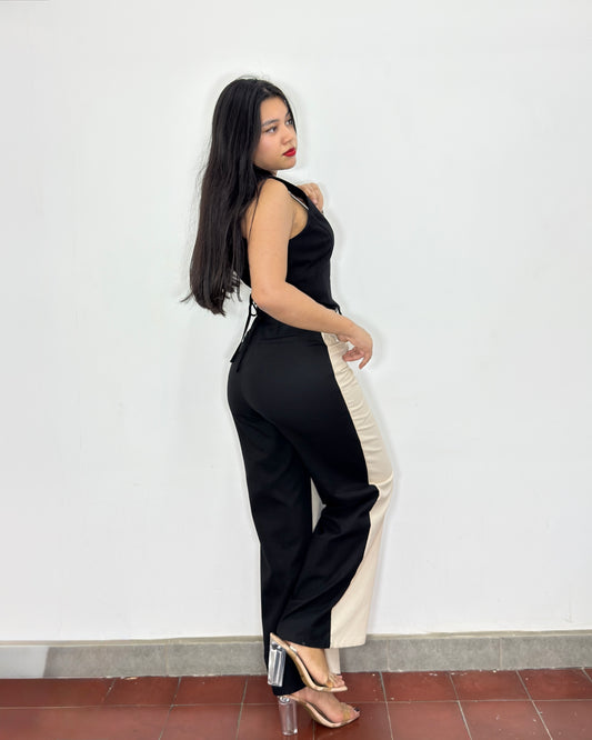 Pantalón María Negro y crema