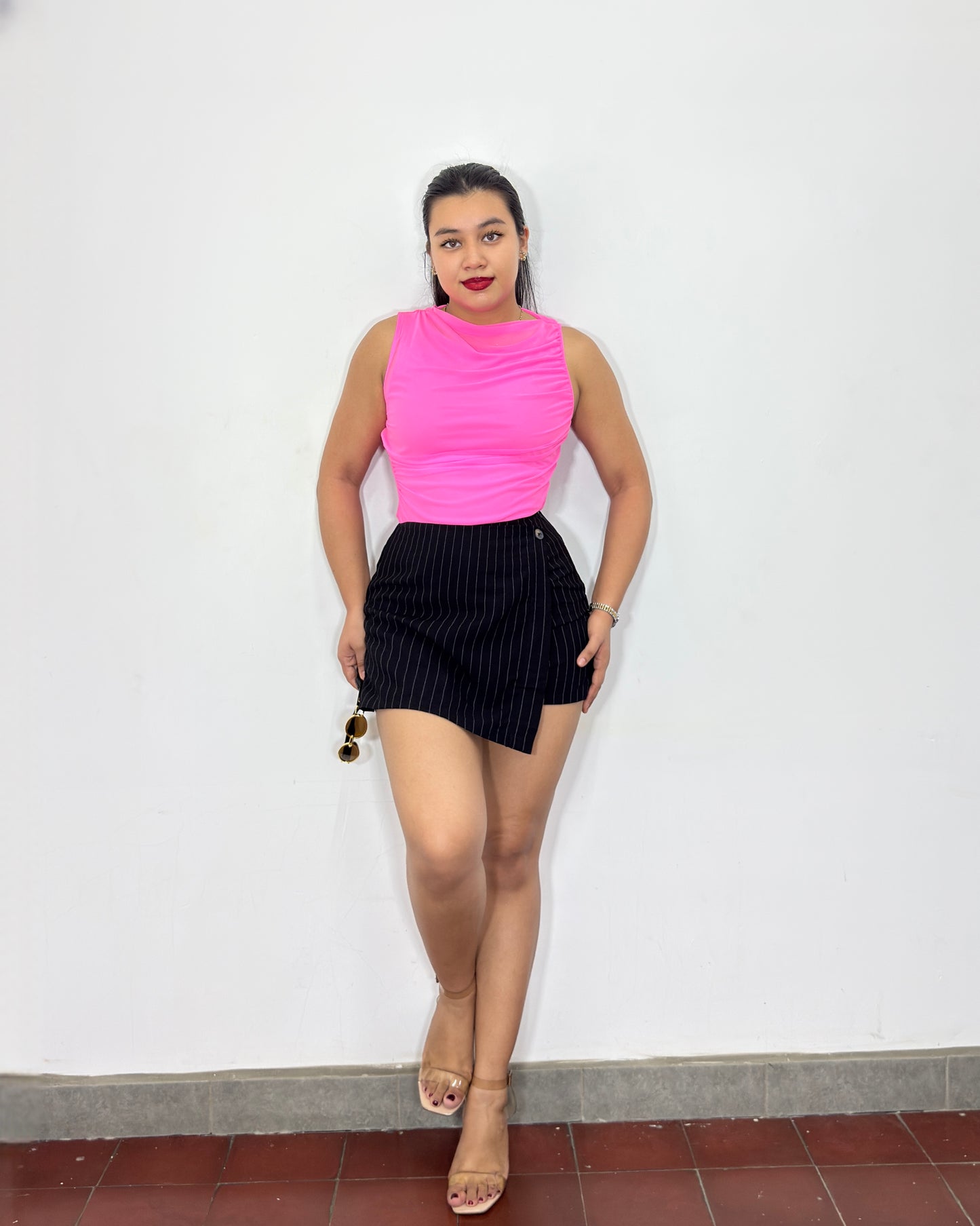 Falda short rayada