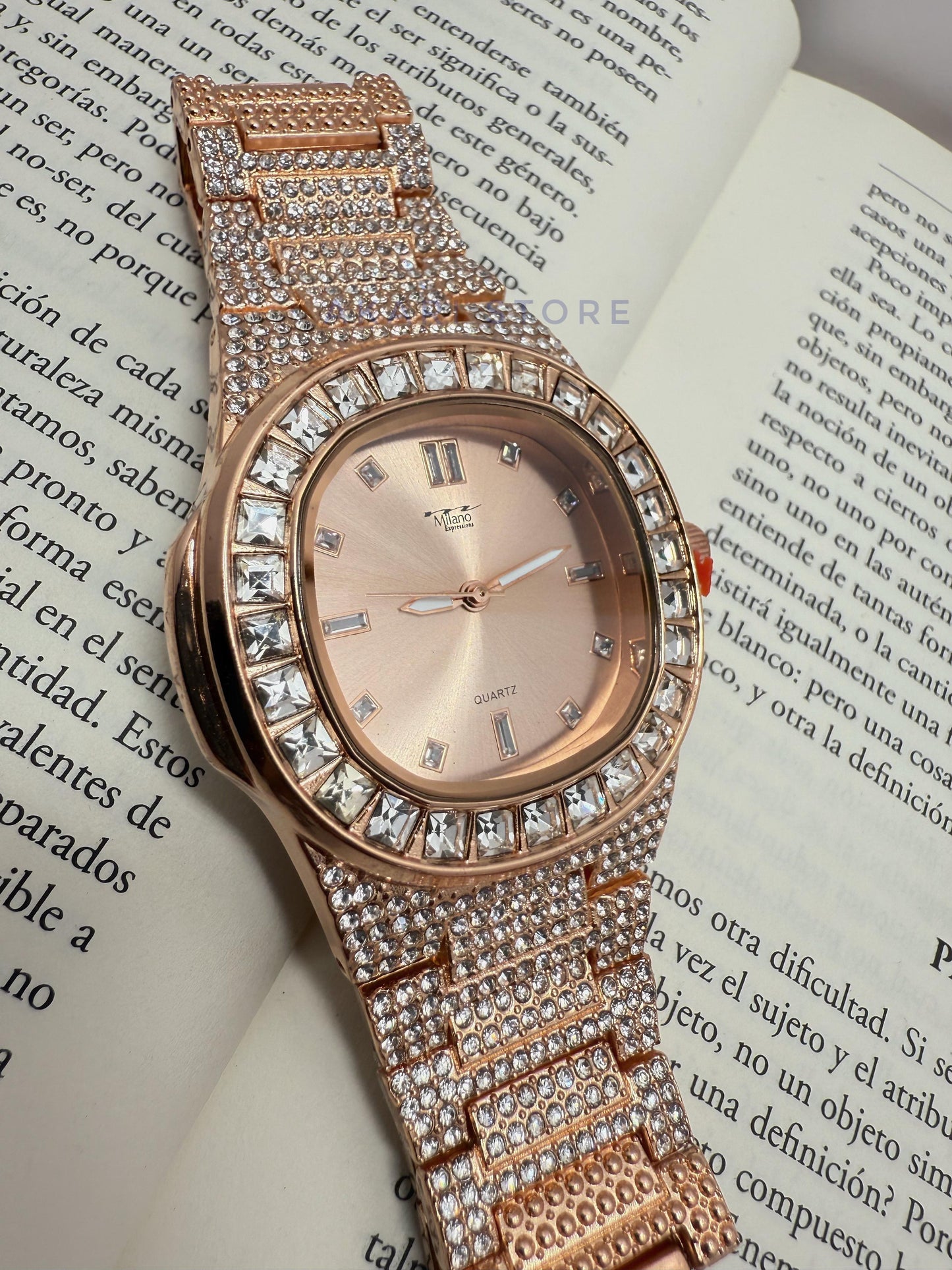 Reloj De Lujo Con brillos Oro Rosa