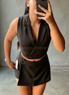 Set de vestir top y falda short