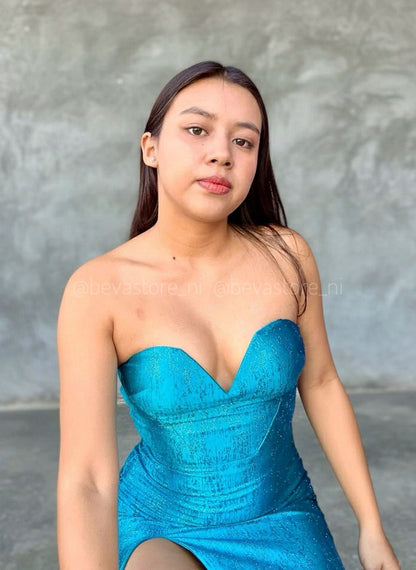Vestido Lucrecia azul turquesa
