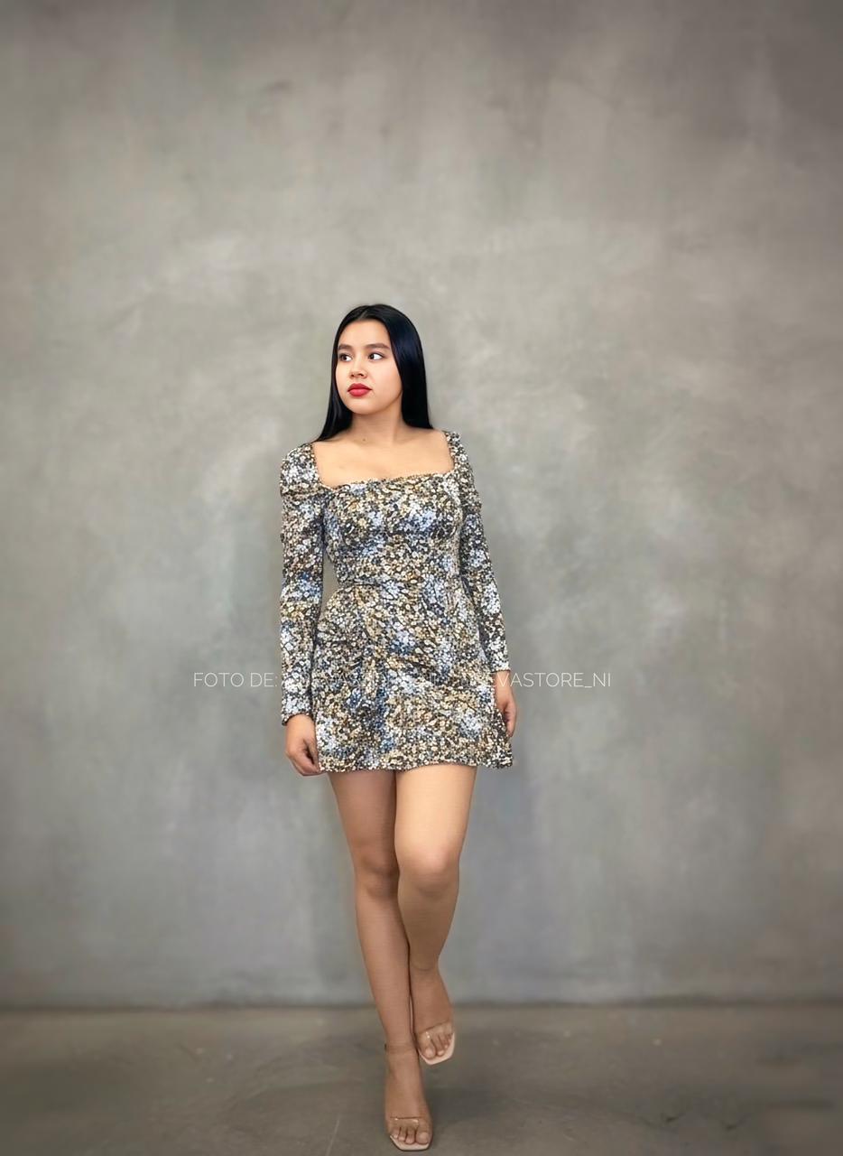 Vestido manga larga floreado