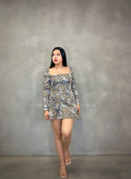 Vestido manga larga floreado