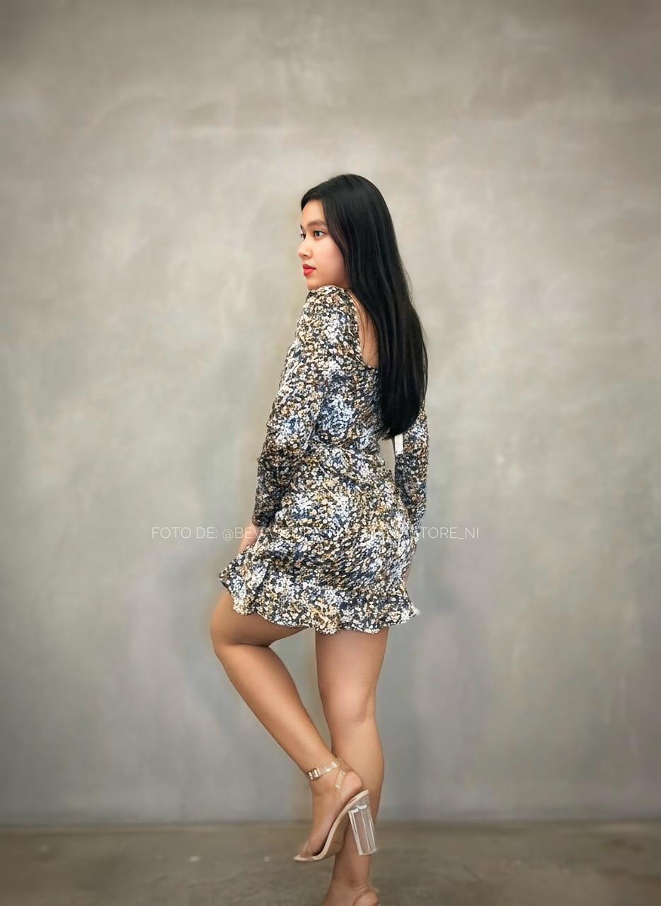 Vestido manga larga floreado