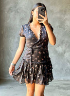 Vestido negro floreado