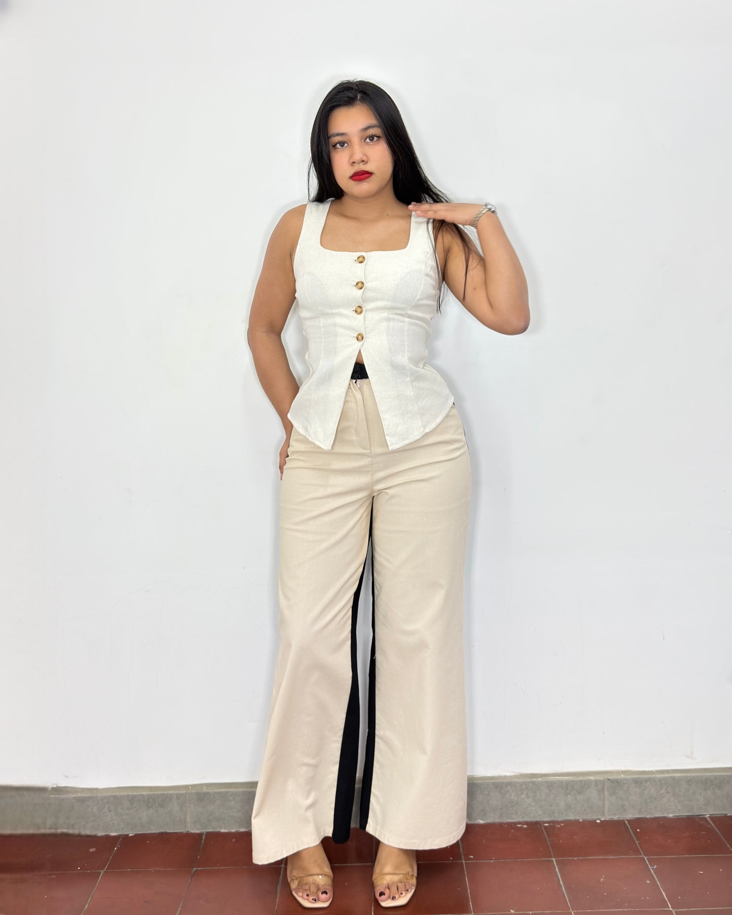 Chaleco de lino Bertha blanco