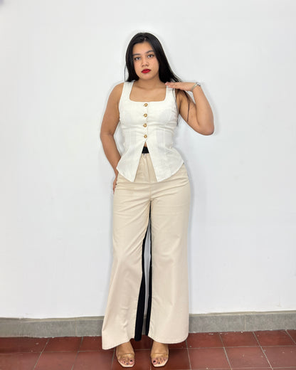 Chaleco de lino Bertha blanco