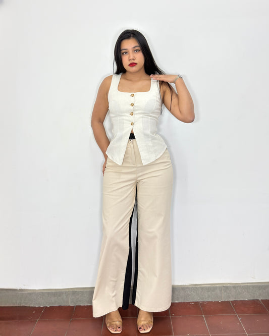 Chaleco de lino Bertha blanco