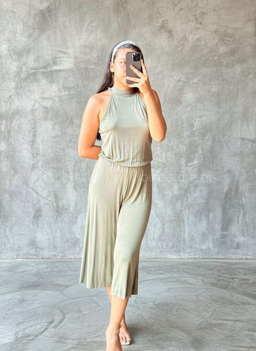 Enterizo Verde Olivo Espalda Abierta