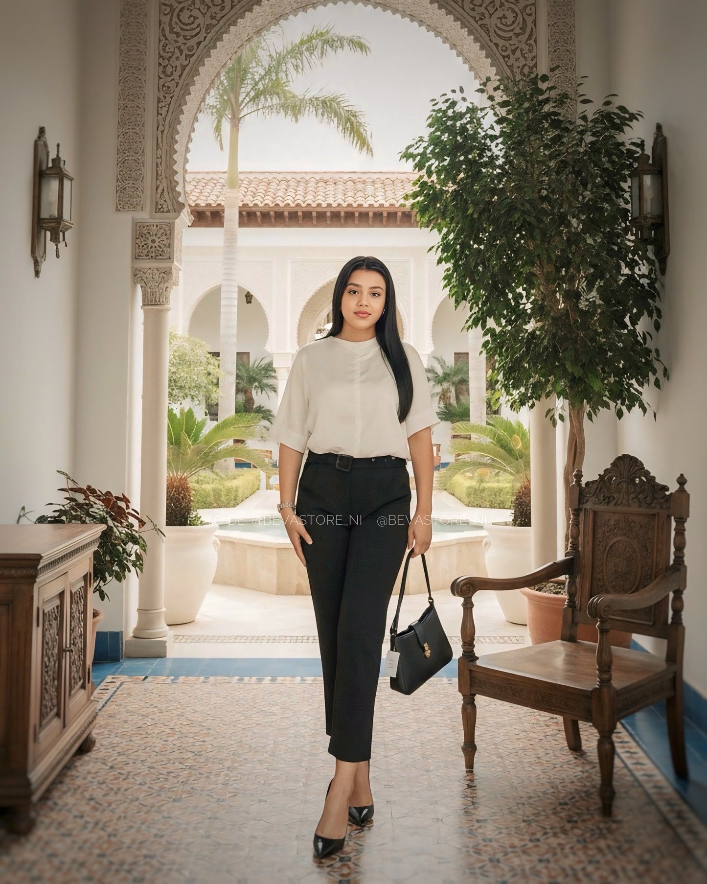 Blusa satinada con abertura lateral