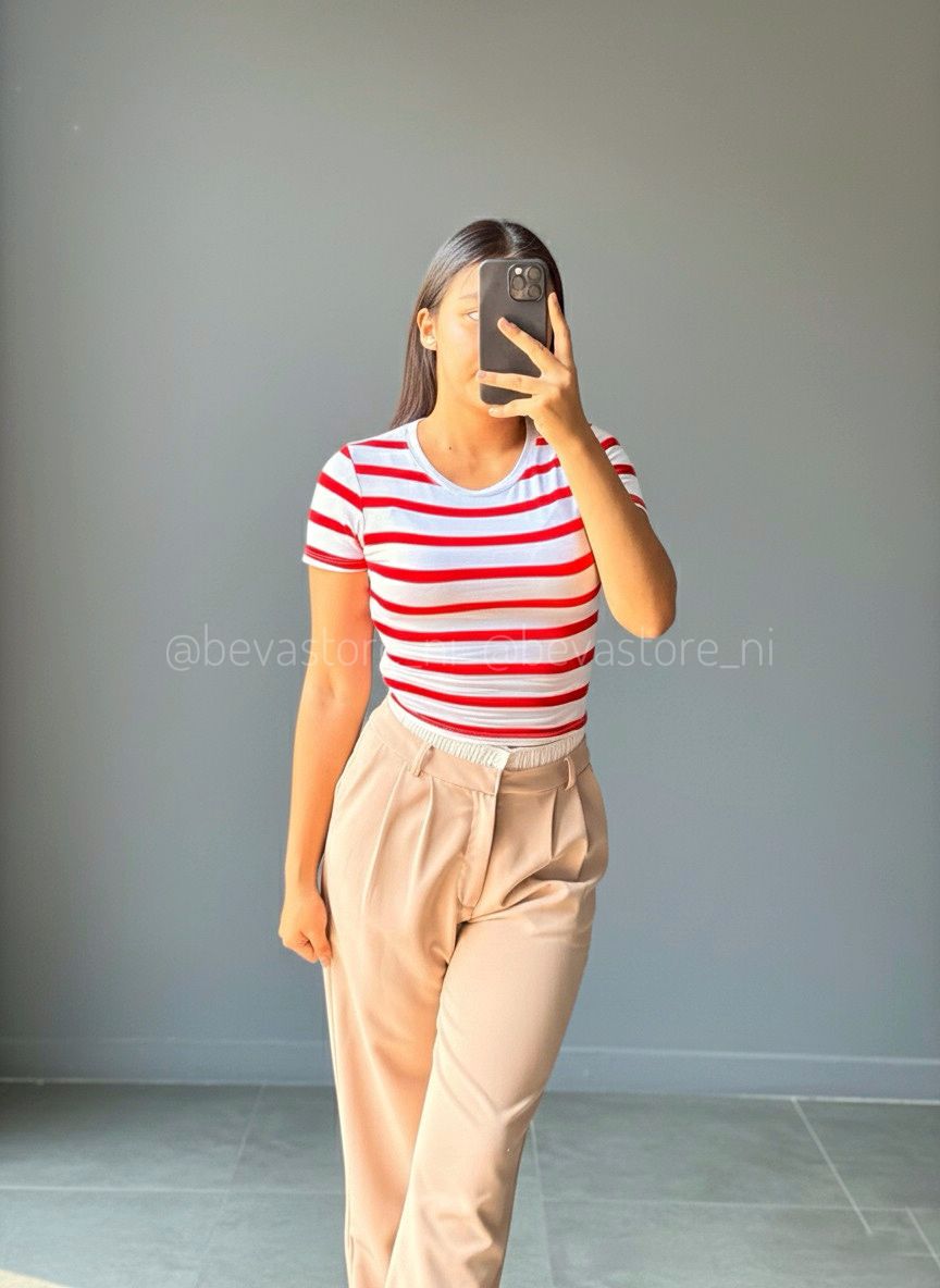 Crop Top blanco con rayas