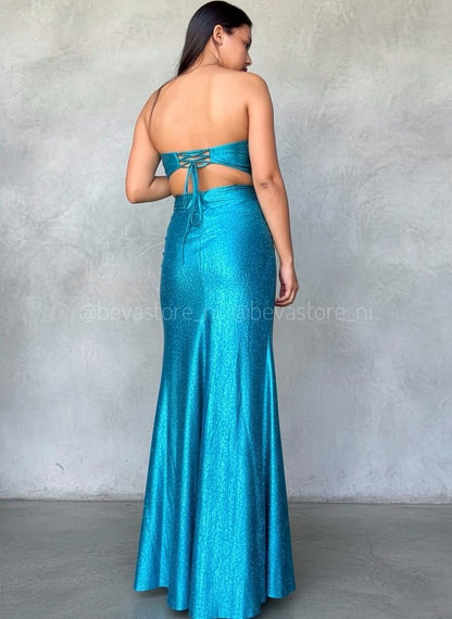 Vestido Lucrecia azul turquesa