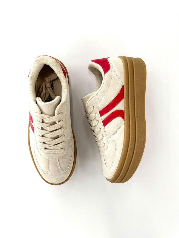 Tennis Sneakers de plataforma blanco y rojo