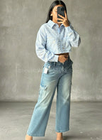 Pantalón Jeans cargo talle bajo