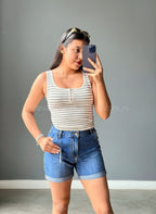Short Jeans Azul Lavado Talle alto
