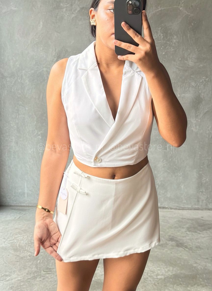 Set de vestir top y falda short