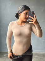 Bodysuit manga larga y cuello redondo