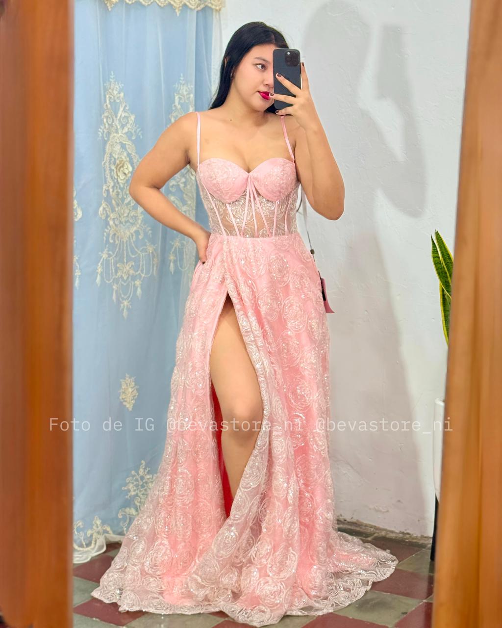 Vestido Georgia rosa naranja