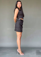 Falda cargo negra con faja