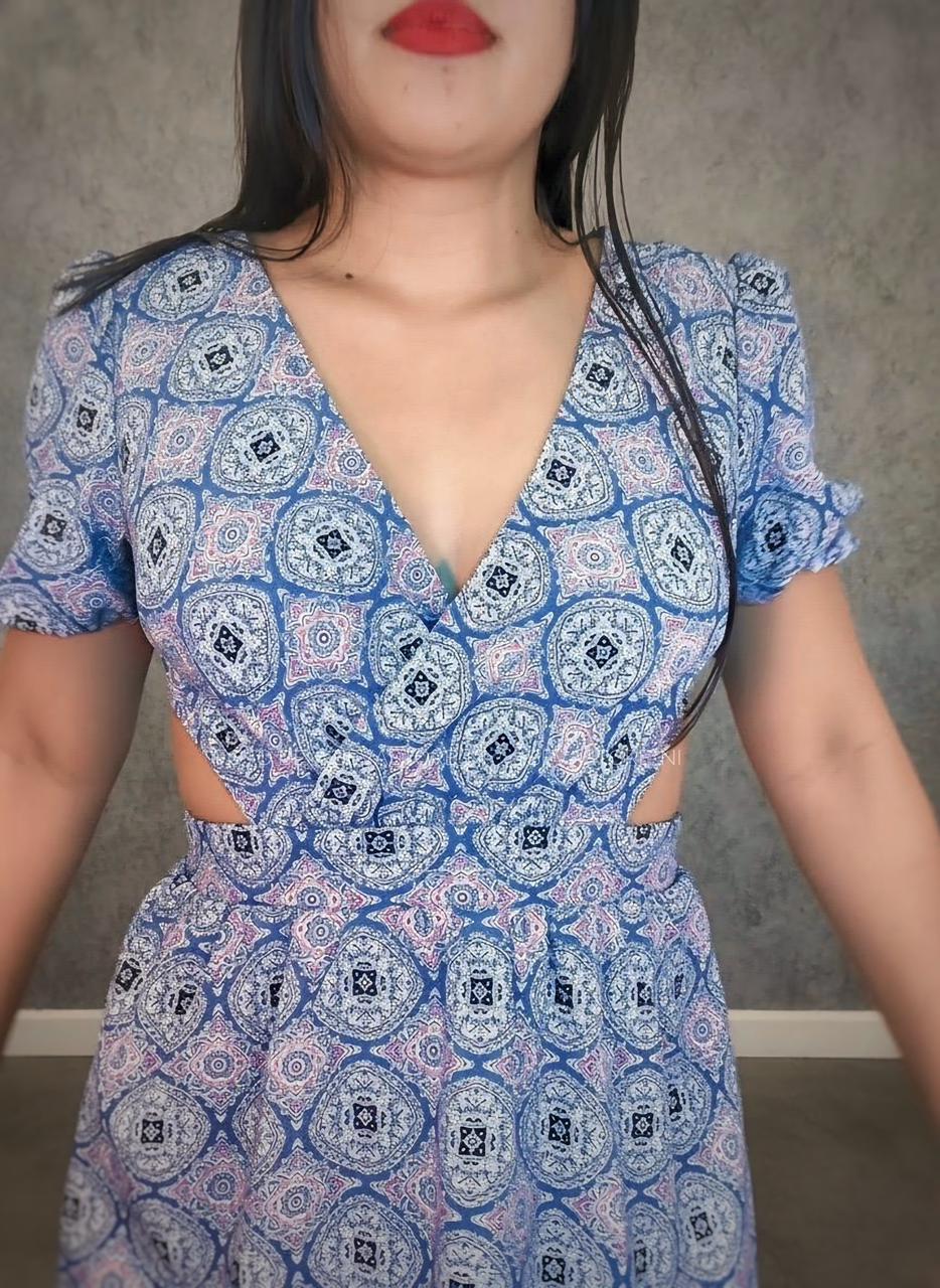 Vestido corto celeste con estampado