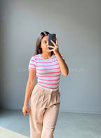 Crop Top blanco con rayas