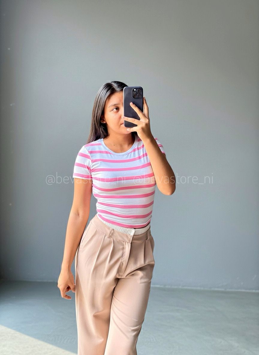 Crop Top blanco con rayas