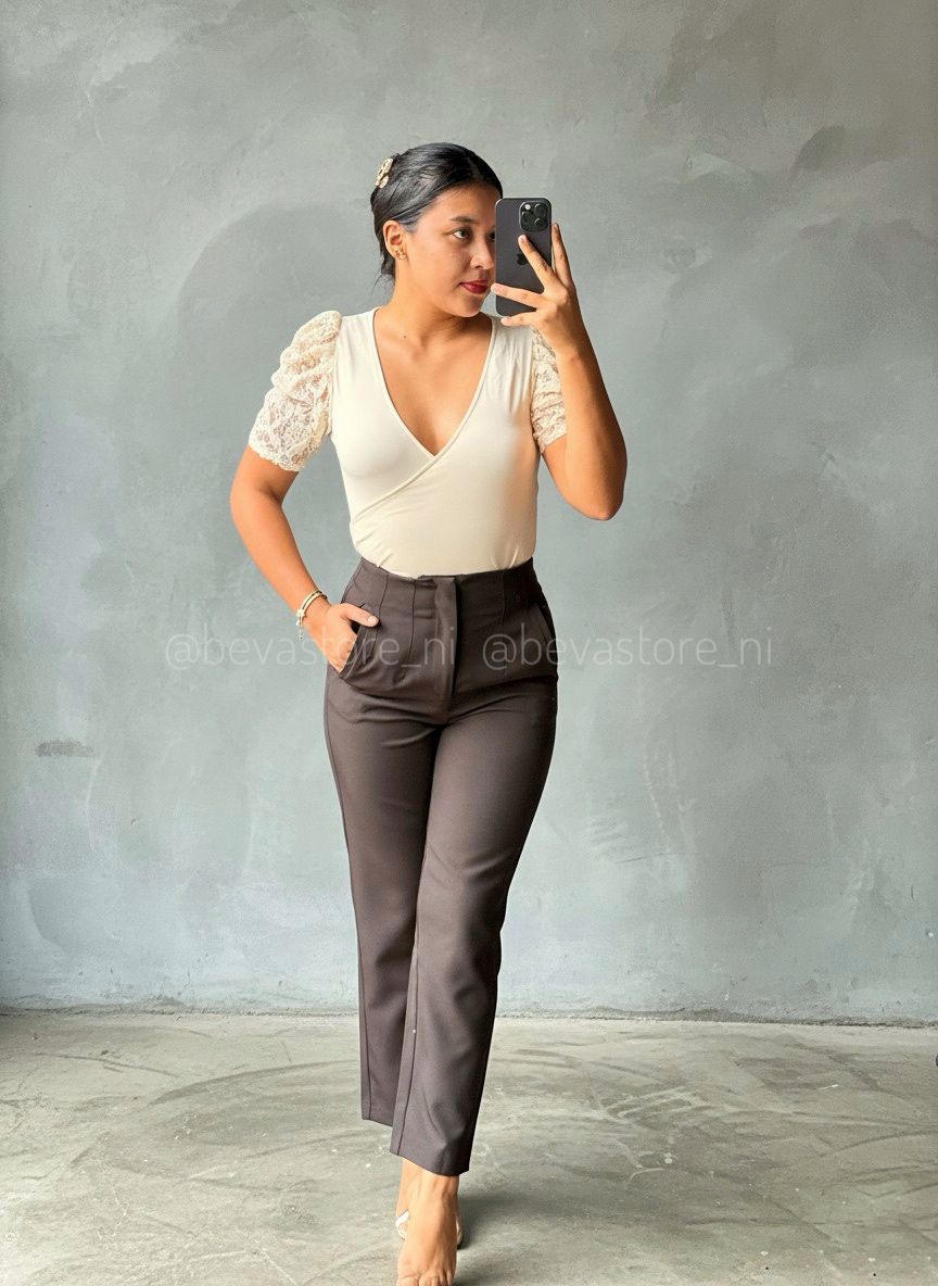 BodySuit marfil mangas abullonadas
