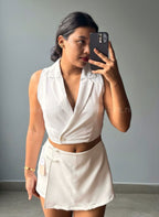 Set de vestir top y falda short