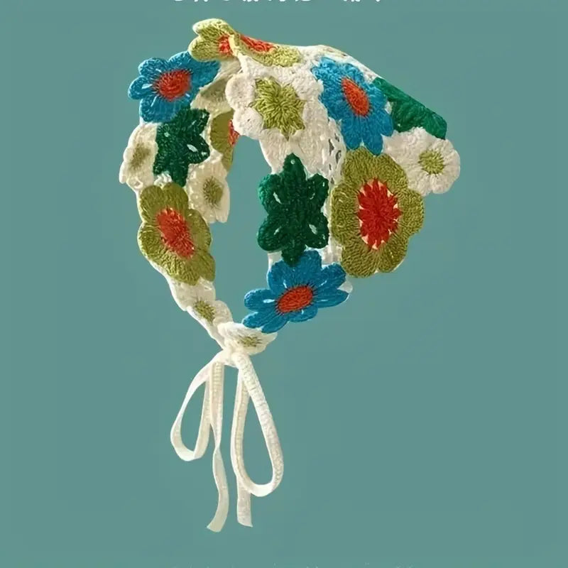 Diadema de Crochet de estampado floral