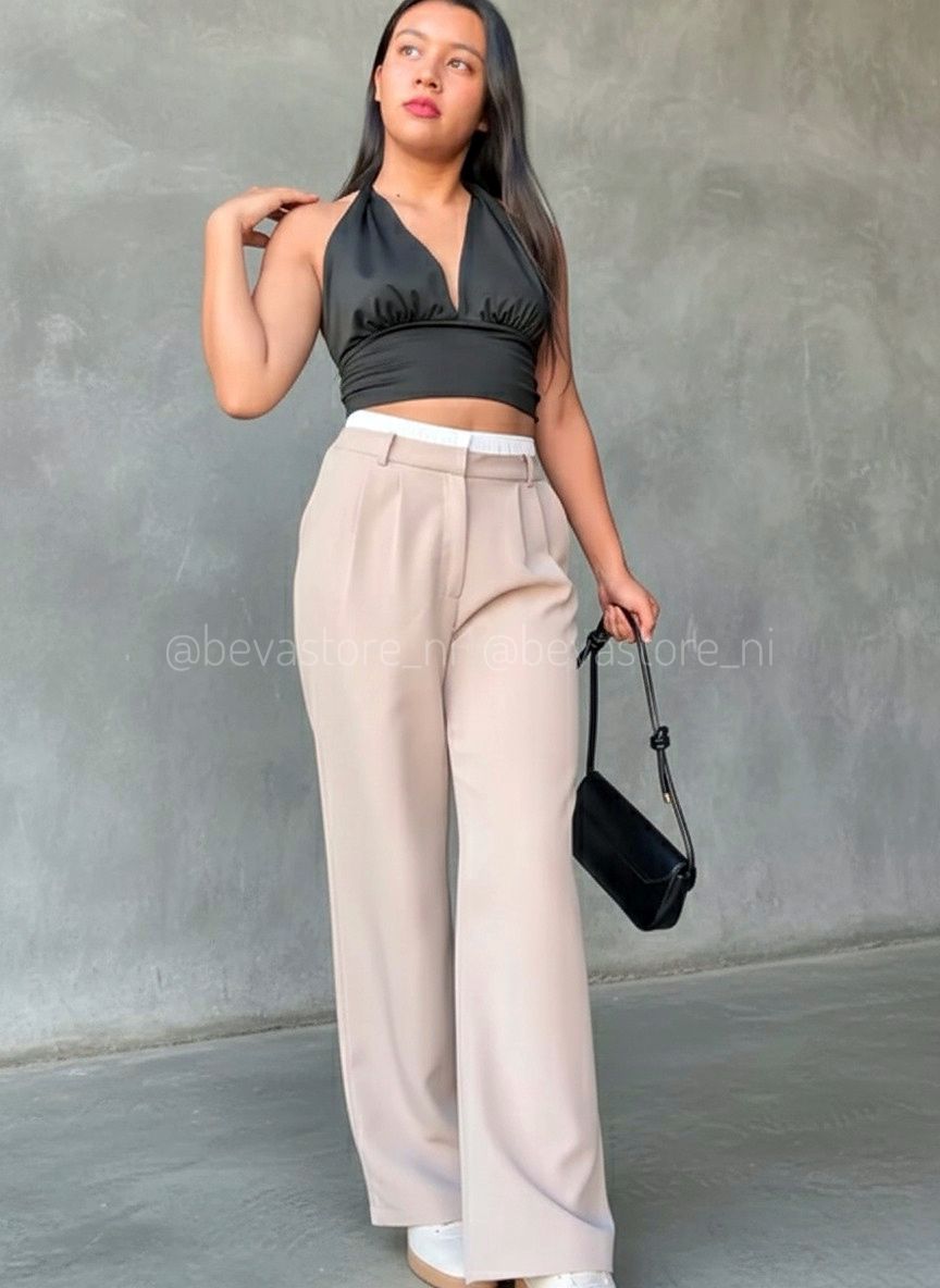 Pantalón recto con detalle de bóxer