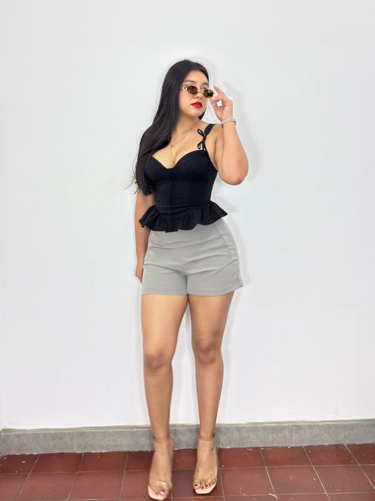 Short de pinza Mariana gris