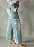 Pantalón Jeans cargo talle bajo