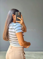 Crop Top blanco con rayas