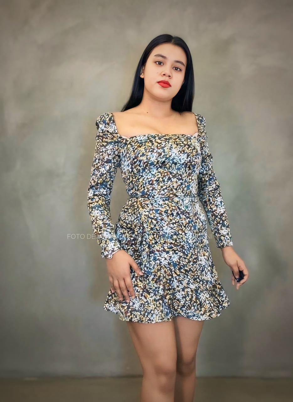 Vestido manga larga floreado