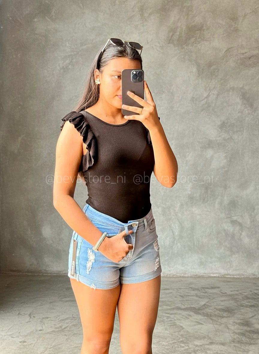 Short Jeans Azul Claro Cintura Media