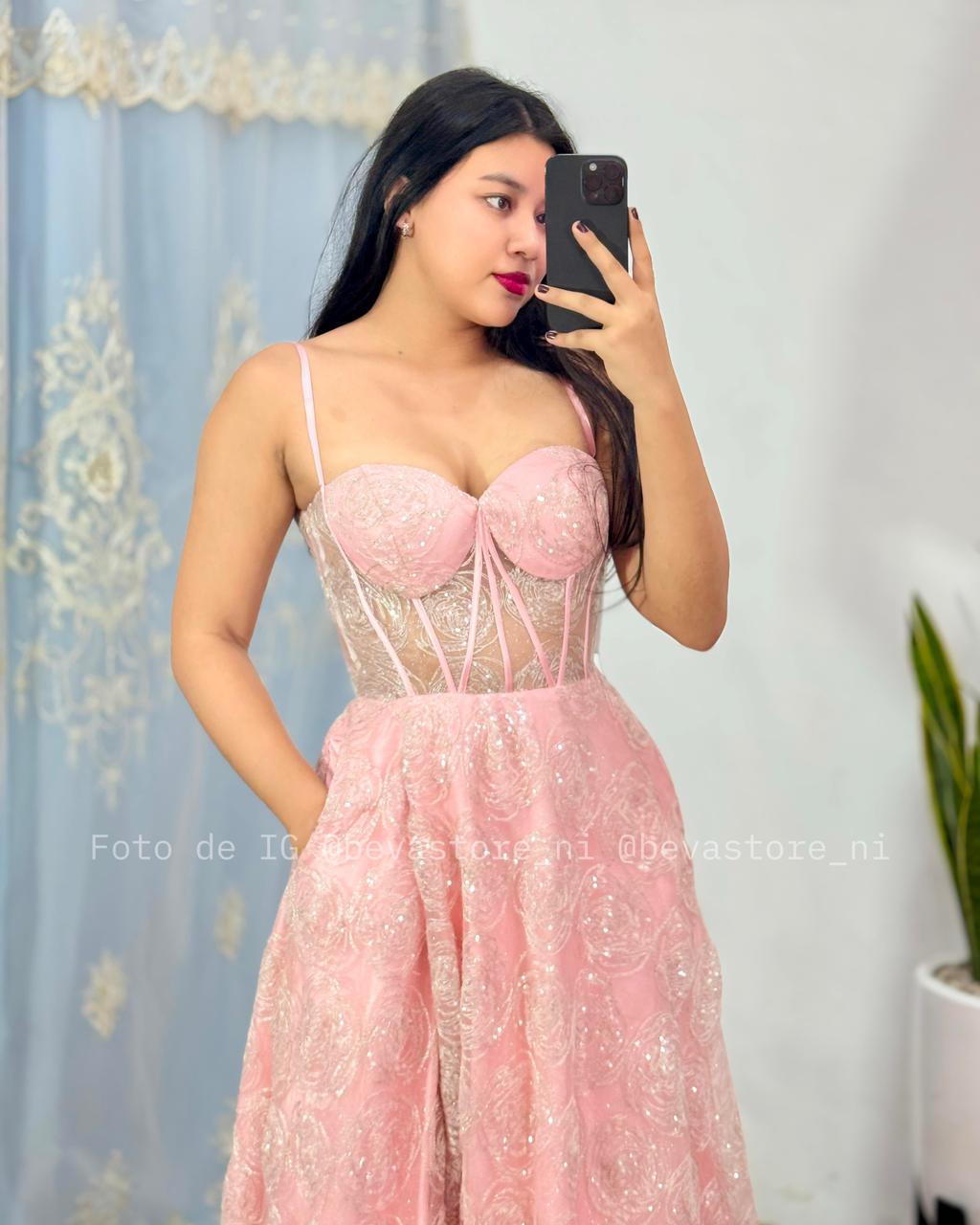 Vestido Georgia rosa naranja