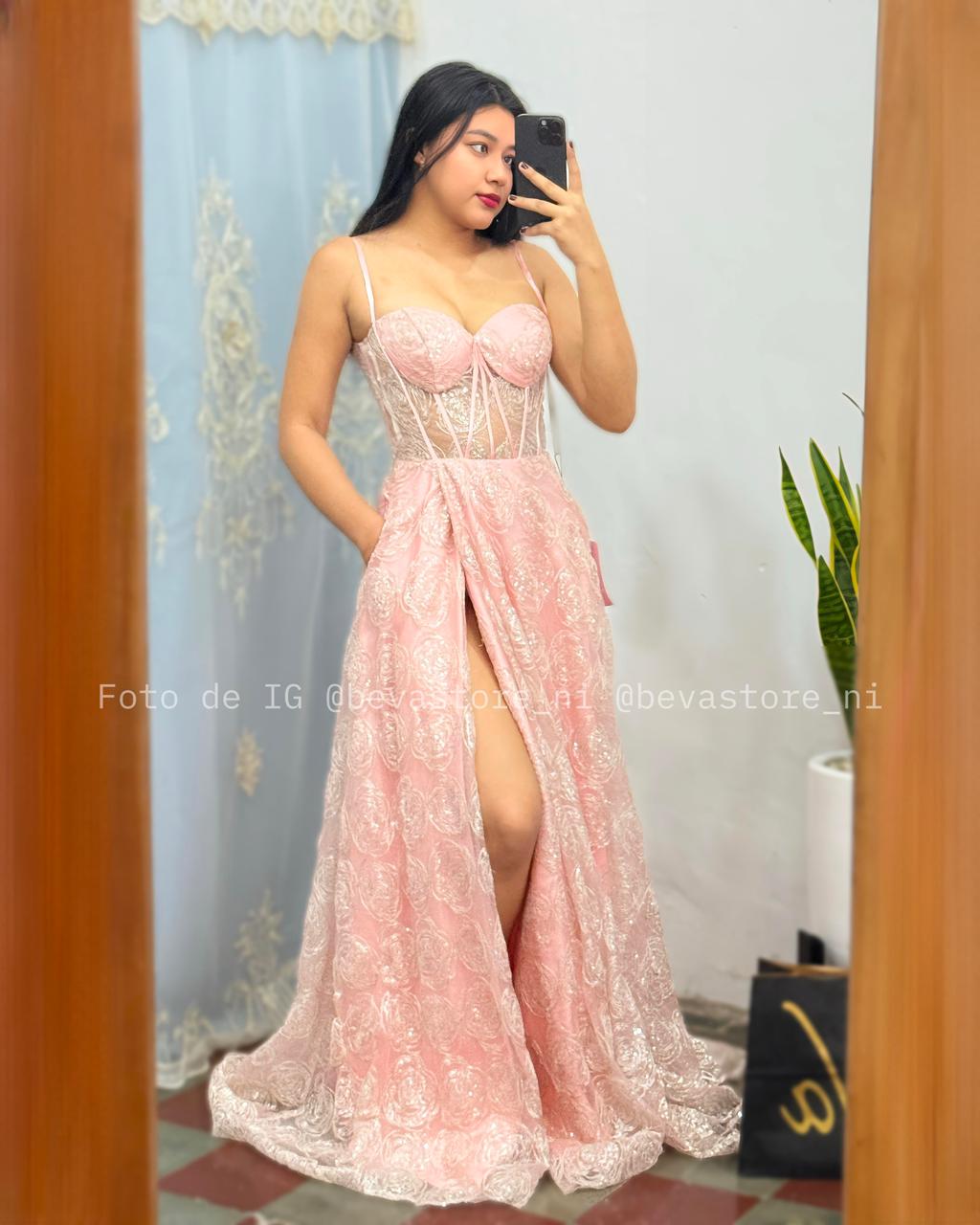 Vestido Georgia rosa naranja