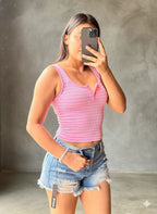 Short Jeans Azul Claro Cintura Media con Desgarre