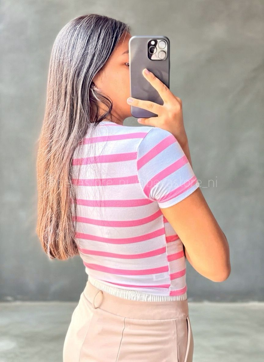 Crop Top blanco con rayas