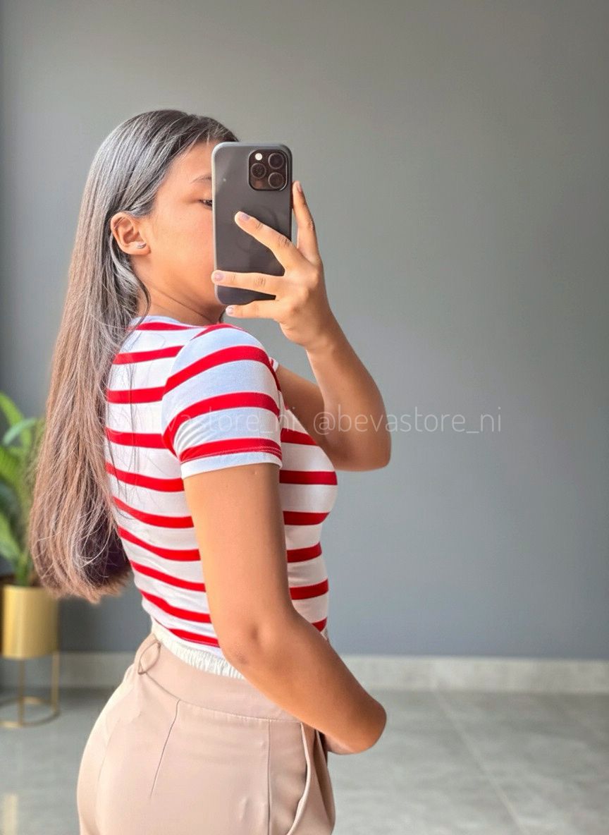 Crop Top blanco con rayas