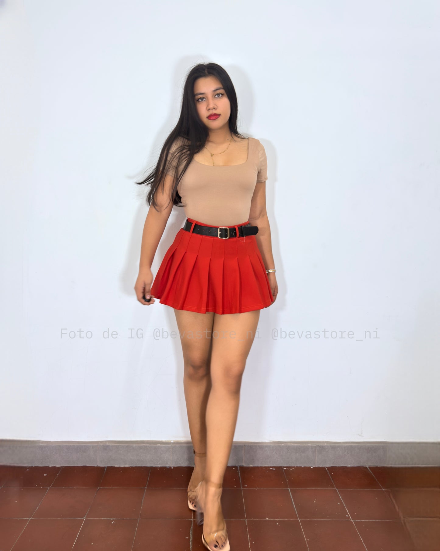 Falda plisada Francis rojo