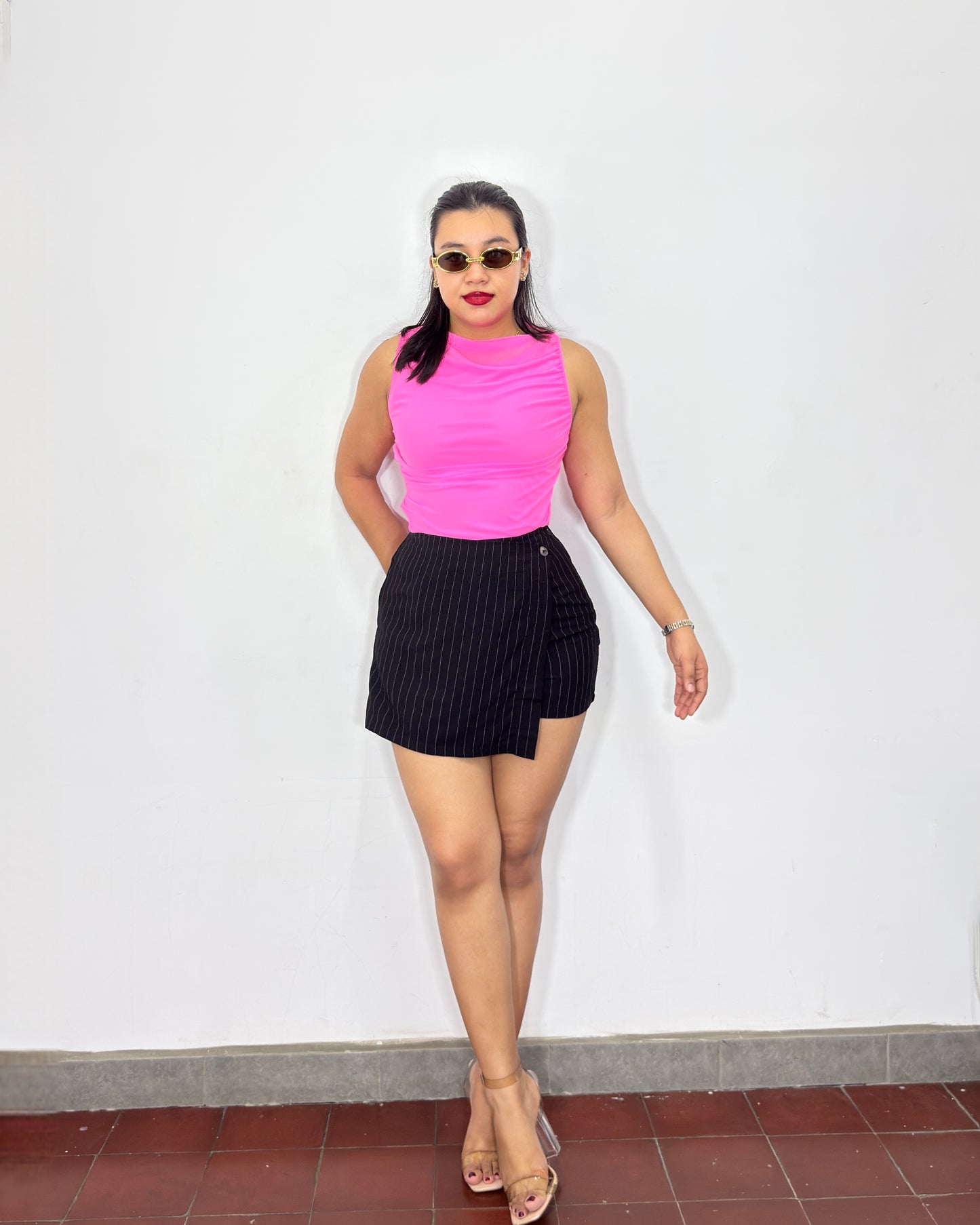 Falda short rayada