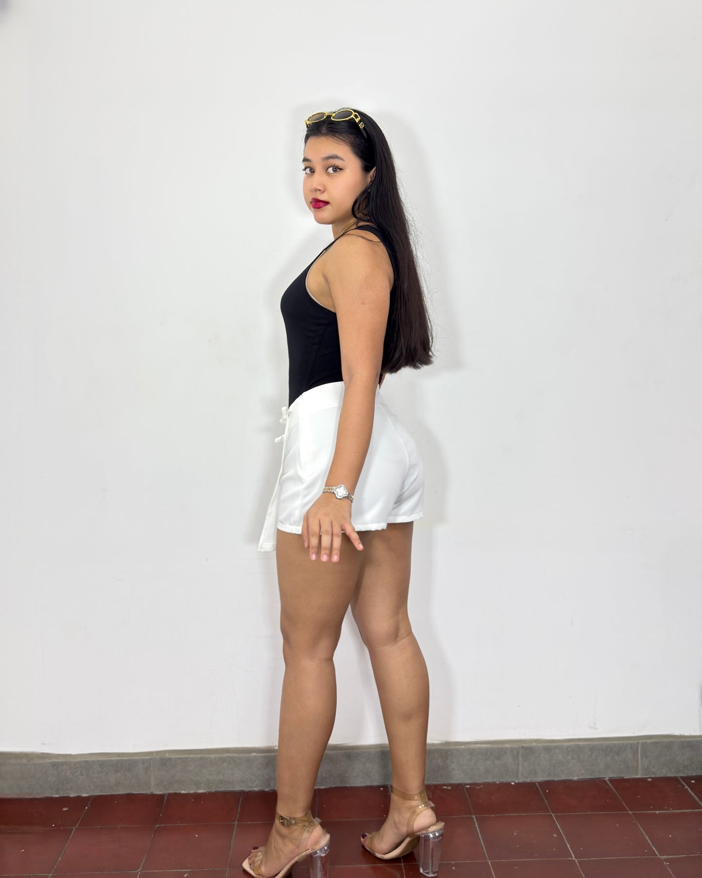 Falda short blanca