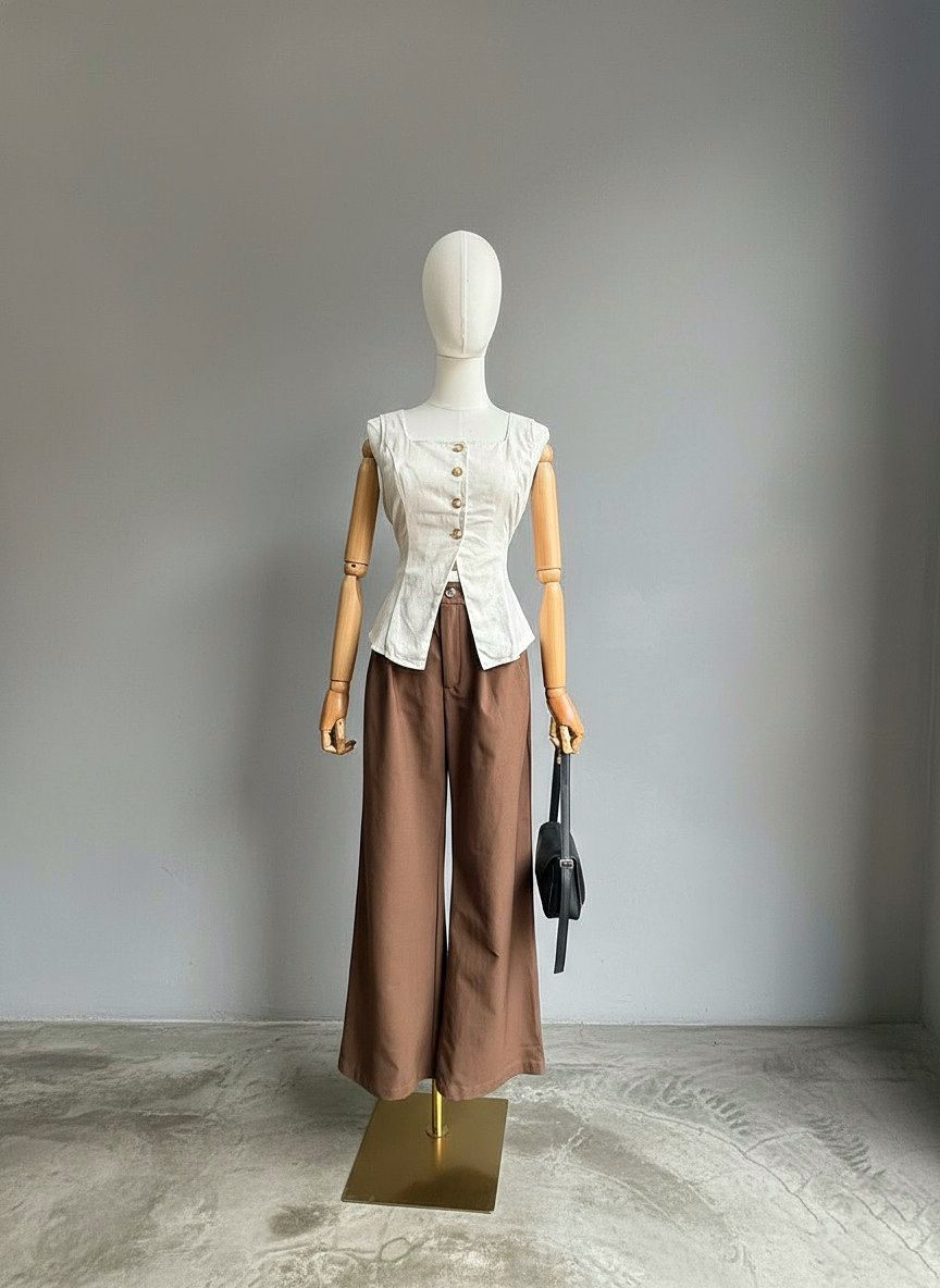 Looks chaleco blanco de lino