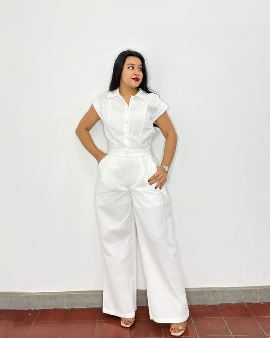 Conjunto Amanda blanco de lino